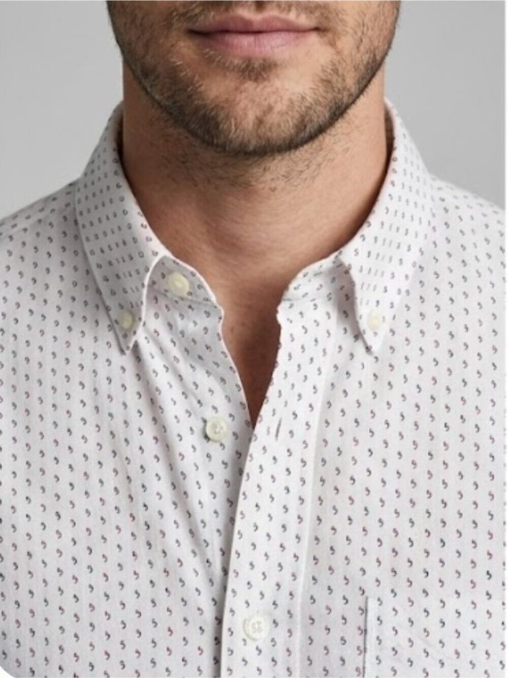 Club Monaco Men's Foulard Printed Modern Slim Fit Button-Down Shirt